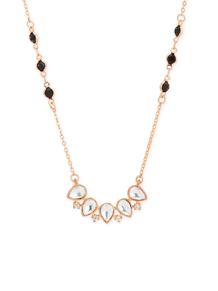Copper Pear Cut Kundan Cubic Zirconia Gold Neck Mangalsutra Chain Bulk