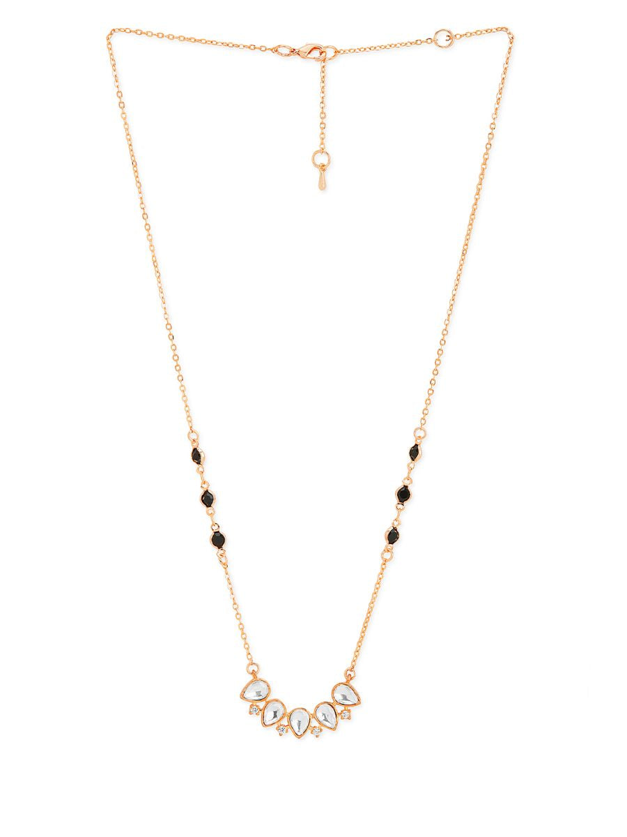 Copper Pear Cut Kundan Cubic Zirconia Gold Neck Mangalsutra Chain Bulk