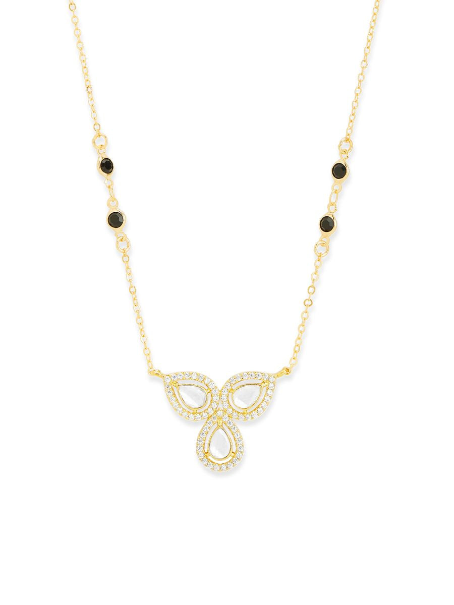 Copper Flower Pear Cut Kundan CZ Gold Neck Mangalsutra Chain Bulk Secondary image