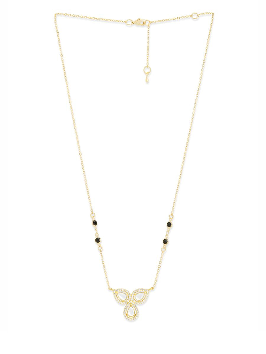 Copper Flower Pear Cut Kundan CZ Gold Neck Mangalsutra Chain Bulk