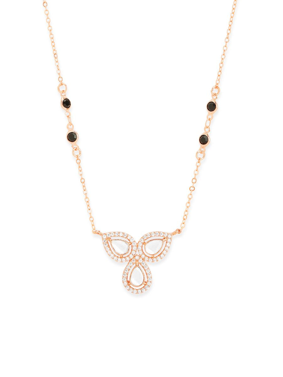 Copper Flower Pear Cut Kundan CZ Gold Neck Mangalsutra Chain Bulk