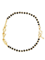 Copper Love Heart Black Beads Gold Hand Mangalsutra Bracelet Bulk