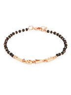 Copper Love Heart Black Beads Gold Hand Mangalsutra Bracelet Bulk