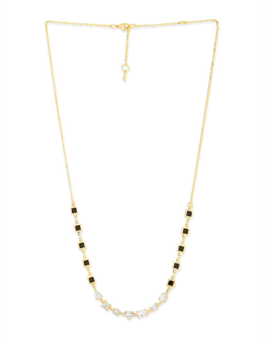 Copper Seven Geometric Shape Of  Solitaires Cubic Zirconia Gold Neck Mangalsutra Chain Women