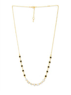 Copper Seven Geometric Shape Of  Solitaires Cubic Zirconia Gold Neck Mangalsutra Chain Women