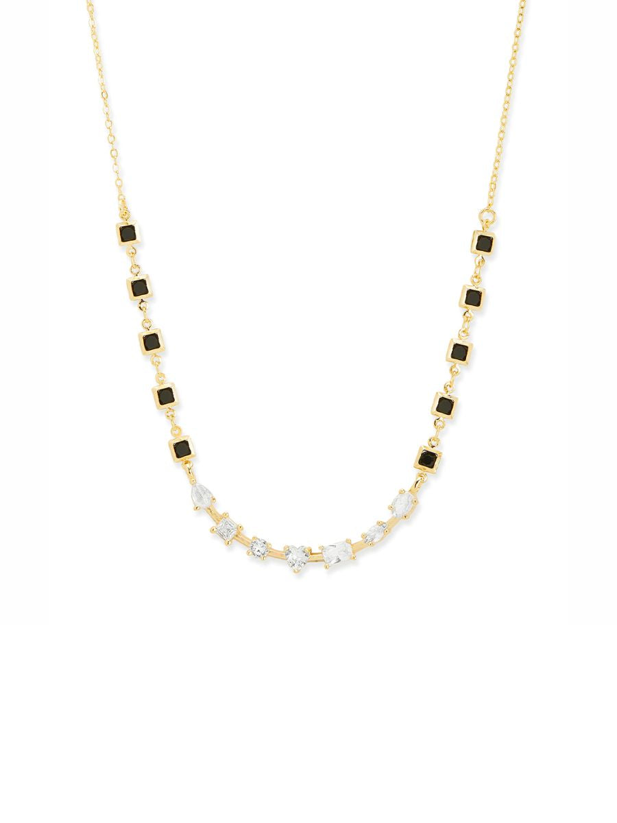 Copper Seven Geometric Shape Of  Solitaires Cubic Zirconia Gold Neck Mangalsutra Chain Women