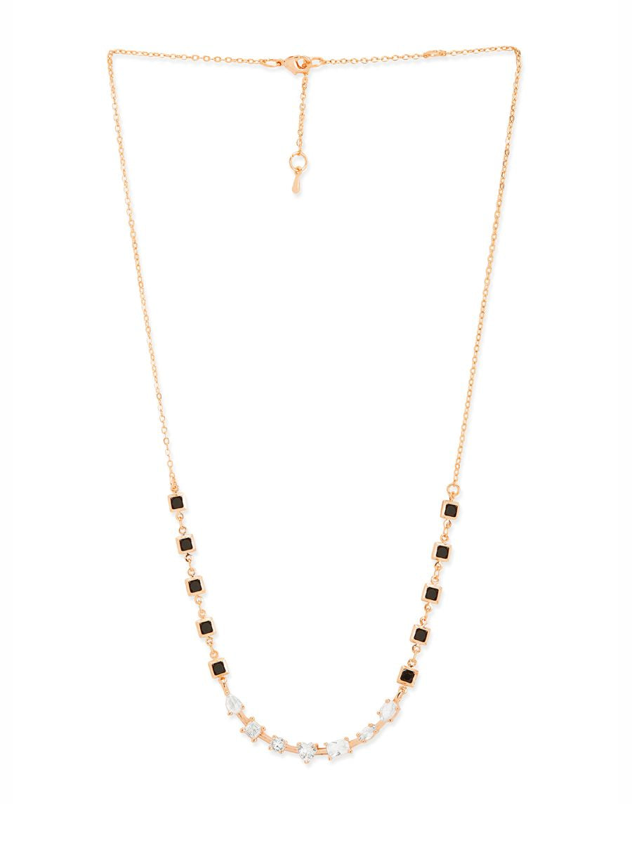 Copper Seven Geometric Shape Of  Solitaires Cubic Zirconia Gold Neck Mangalsutra Chain Women