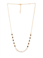 Copper Seven Geometric Shape Of  Solitaires Cubic Zirconia Gold Neck Mangalsutra Chain Women