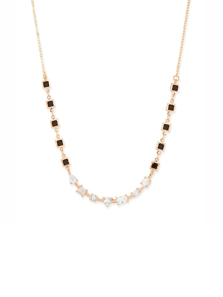 Copper Seven Geometric Shape Of  Solitaires Cubic Zirconia Gold Neck Mangalsutra Chain Women
