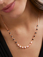 Copper Seven Geometric Shape Of  Solitaires Cubic Zirconia Gold Neck Mangalsutra Chain Women