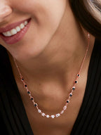 Copper Seven Geometric Shape Of  Solitaires Cubic Zirconia Gold Neck Mangalsutra Chain Women