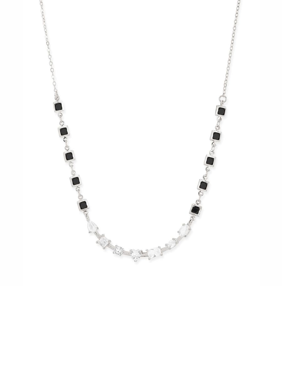 Copper Seven Geometric Shape Of  Solitaires Cubic Zirconia Gold Neck Mangalsutra Chain Women