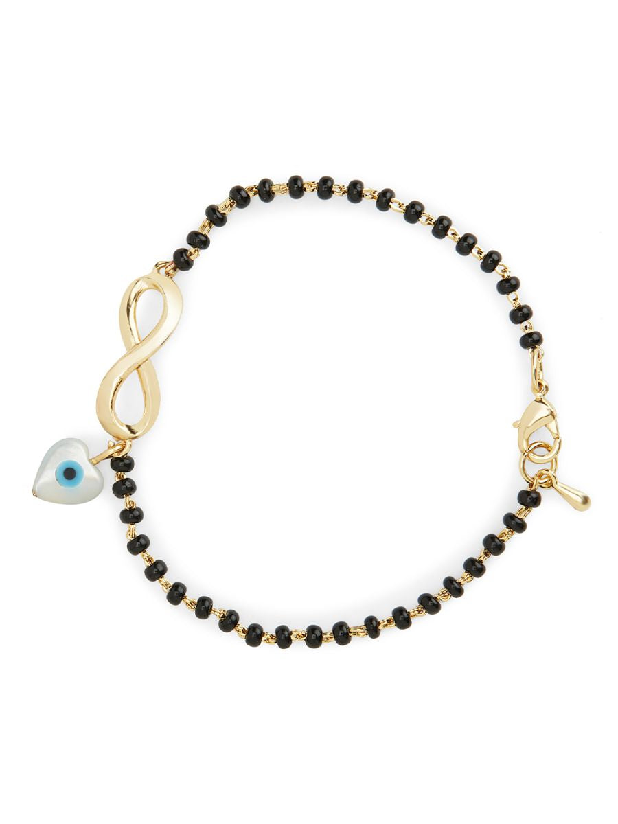 Mother Of Pearl Heart Evil Eye Gold Hand Mangalsutra Bracelet Bulk