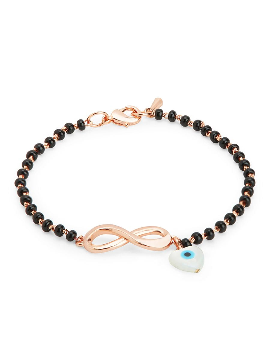 Mother Of Pearl Heart Evil Eye Gold Hand Mangalsutra Bracelet Bulk