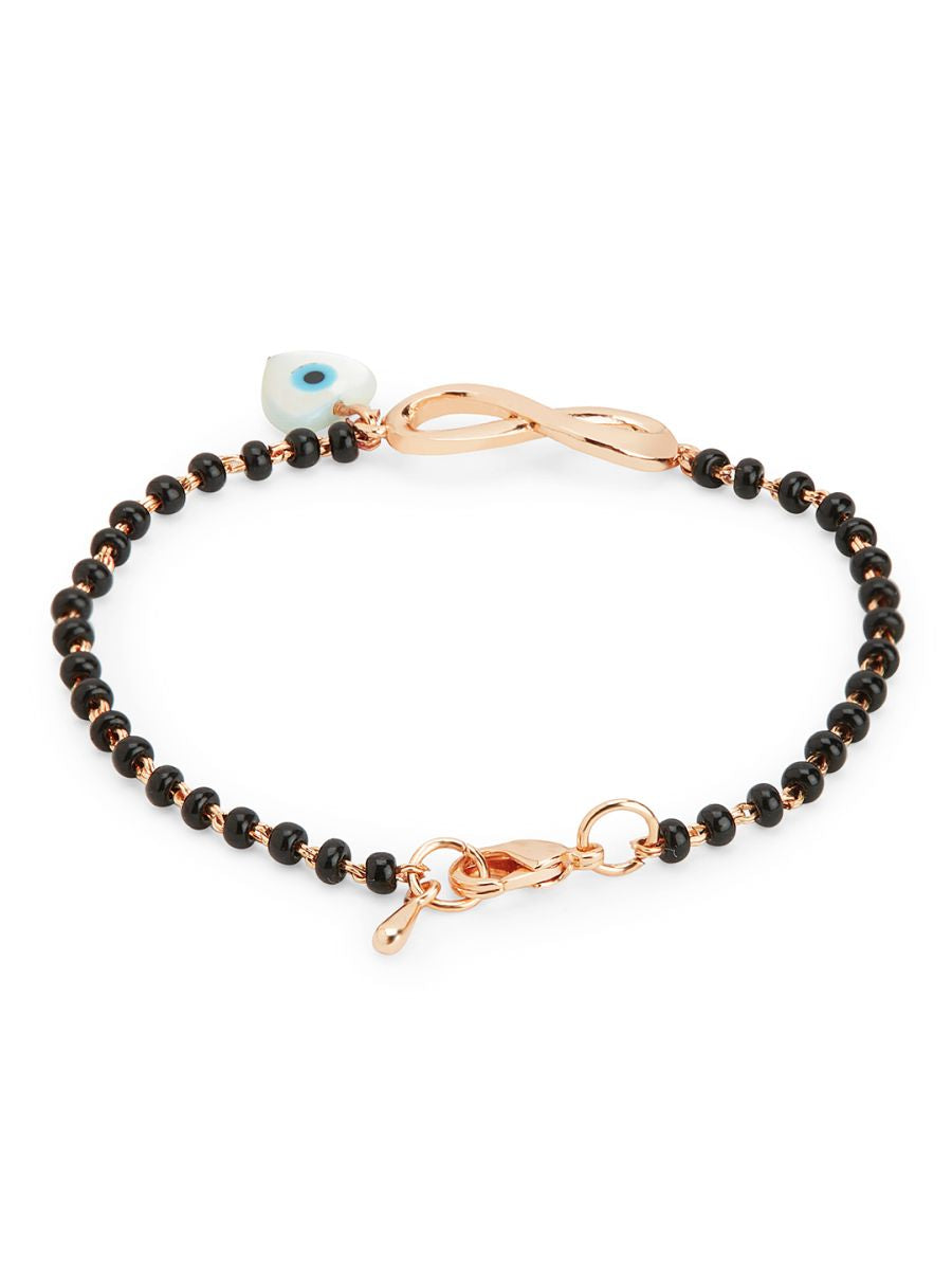 Mother Of Pearl Heart Evil Eye Gold Hand Mangalsutra Bracelet Bulk