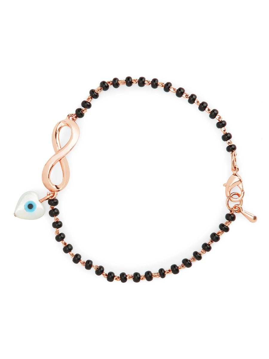 Mother Of Pearl Heart Evil Eye Gold Hand Mangalsutra Bracelet Bulk