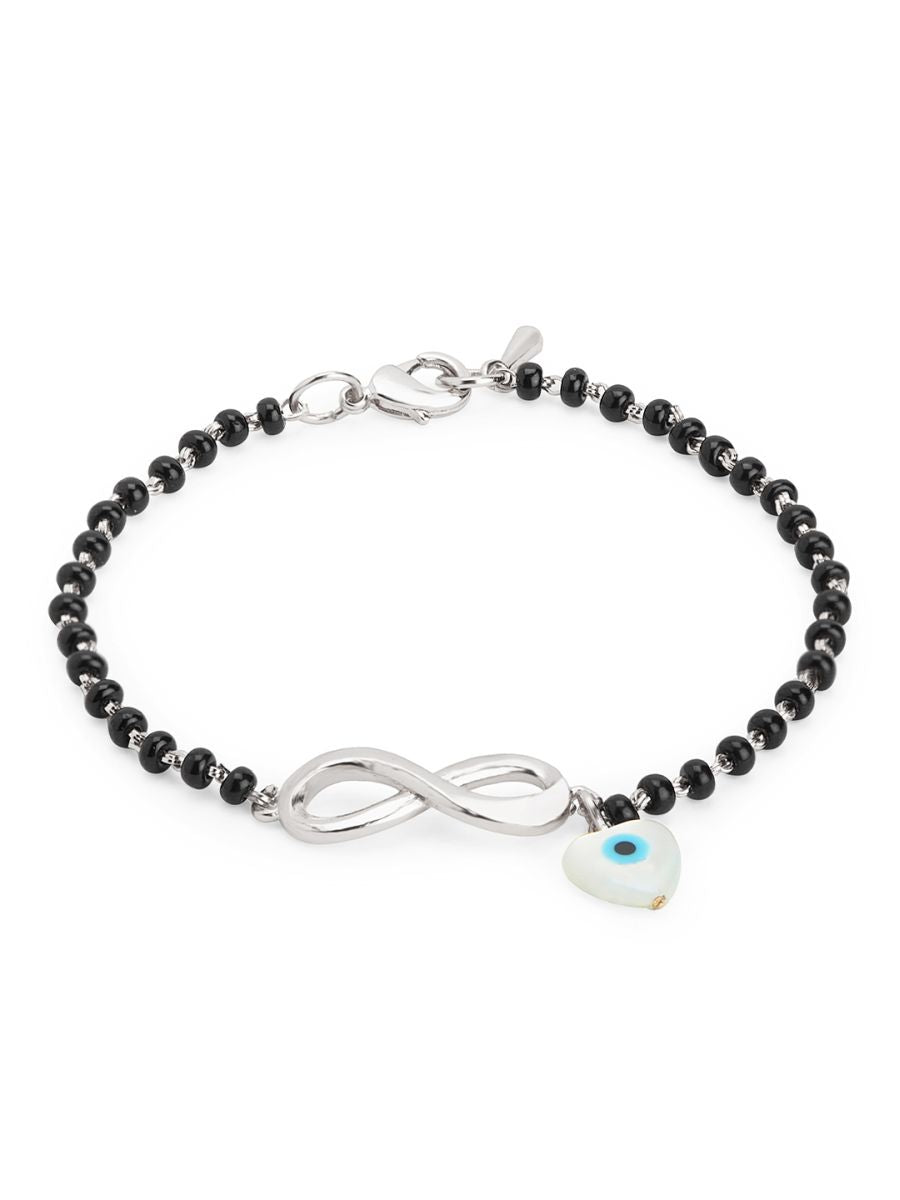 Mother Of Pearl Heart Evil Eye Gold Hand Mangalsutra Bracelet Bulk