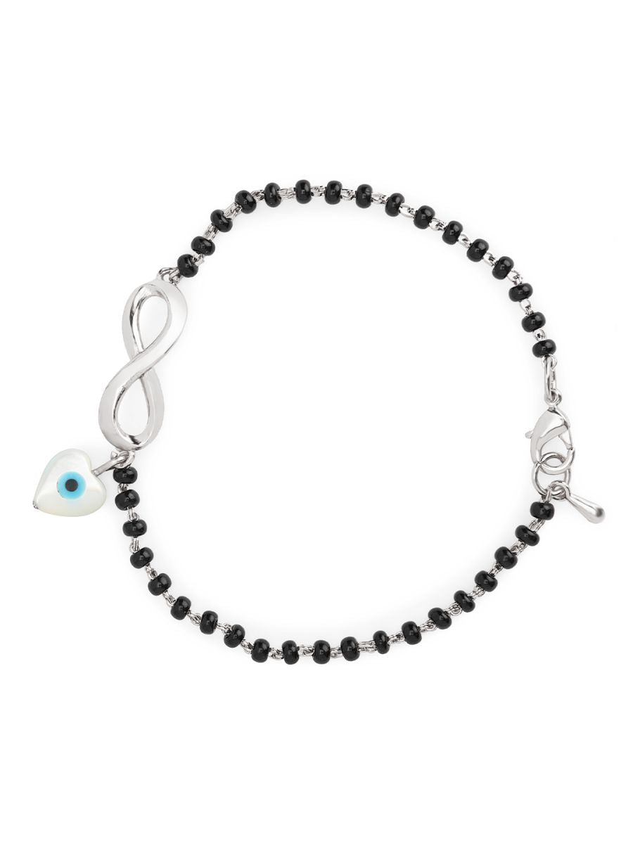 Mother Of Pearl Heart Evil Eye Gold Hand Mangalsutra Bracelet Bulk