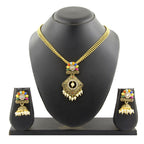Diamond Filigree Multi Brass Pendant Chain Pendant Earring Set Bulk