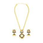 Diamond Filigree Multi Brass Pendant Chain Pendant Earring Set Bulk