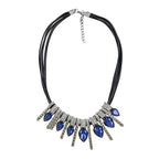 Delicate Oxidized Silver Faceted Blue Pear Crystal CZ Necklace Bulk