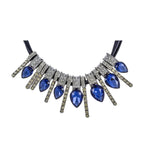 Delicate Oxidized Silver Faceted Blue Pear Crystal CZ Necklace Bulk