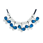 Butterfly Blue White Crystal CZ Silver Plated Necklace Bulk