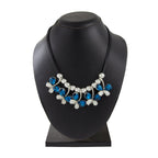 Butterfly Blue White Crystal CZ Silver Plated Necklace Bulk