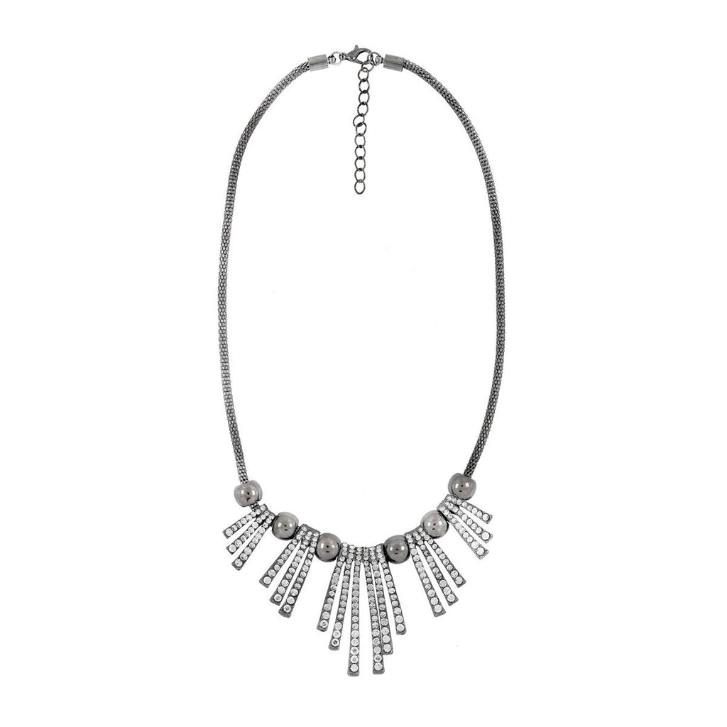Tribal Oxidized Antique Silver Plated CZ Necklace Bulk
