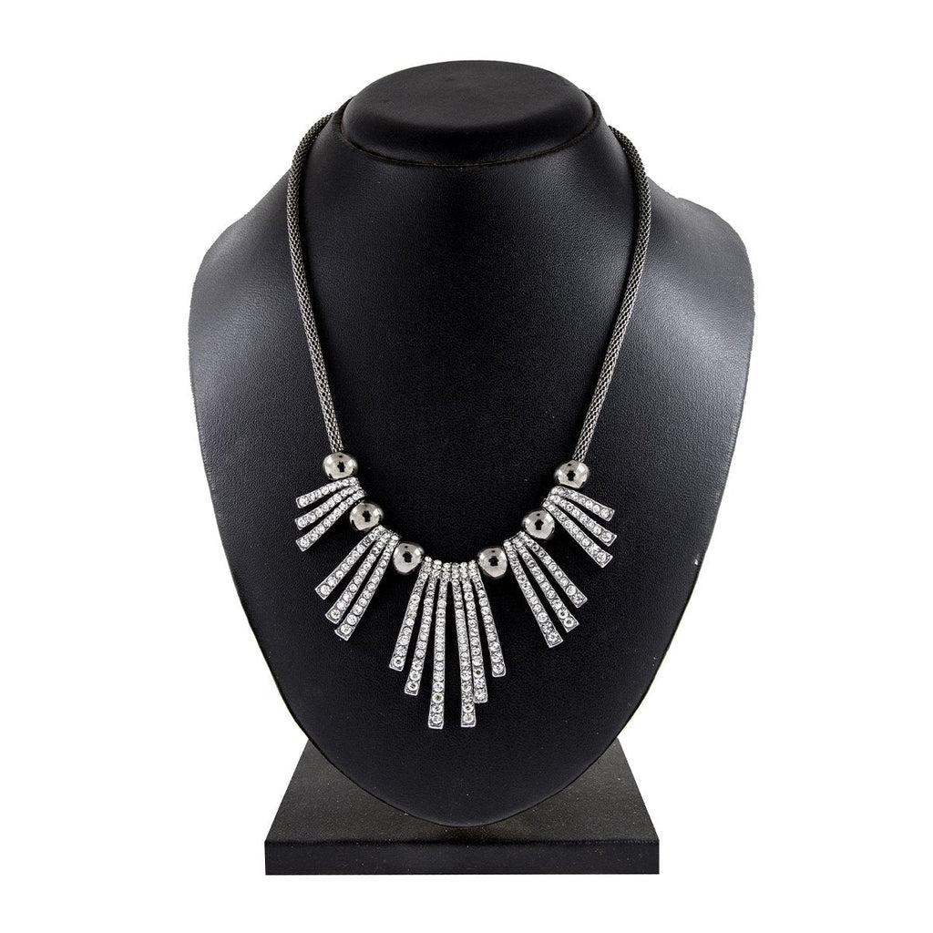 Tribal Oxidized Antique Silver Plated CZ Necklace Bulk