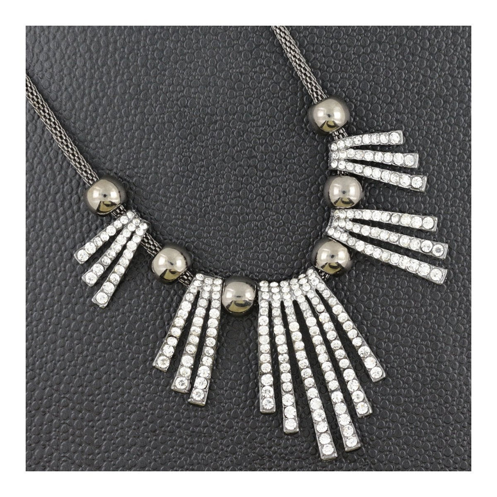 Tribal Oxidized Antique Silver Plated CZ Necklace Bulk