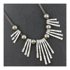 Tribal Oxidized Antique Silver Plated CZ Necklace Bulk