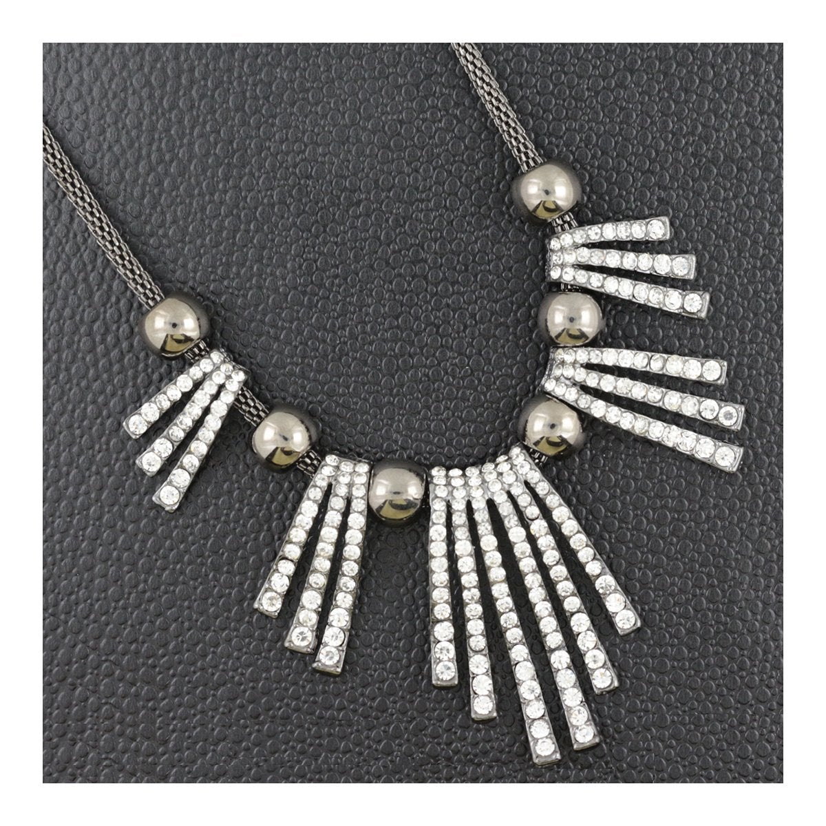 Tribal Oxidized Antique Silver Plated CZ Necklace Bulk