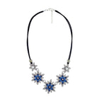 Party Floral Blue Crystal CZ Silver Plated Necklace Bulk