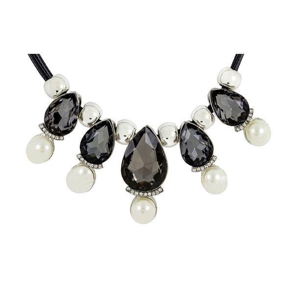 Stylish Pear Black Crystal CZ Silver Plated necklace Bulk Secondary image