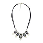 Stylish Pear Black Crystal CZ Silver Plated necklace Bulk