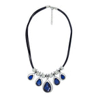 Stylish Fashion Blue Crystal CZ American Diamond Silver Necklace Bulk