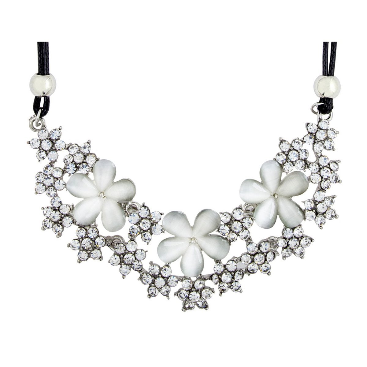 Flower Party Shiny Grey Crystal CZ Pendant Necklace Bulk Secondary image