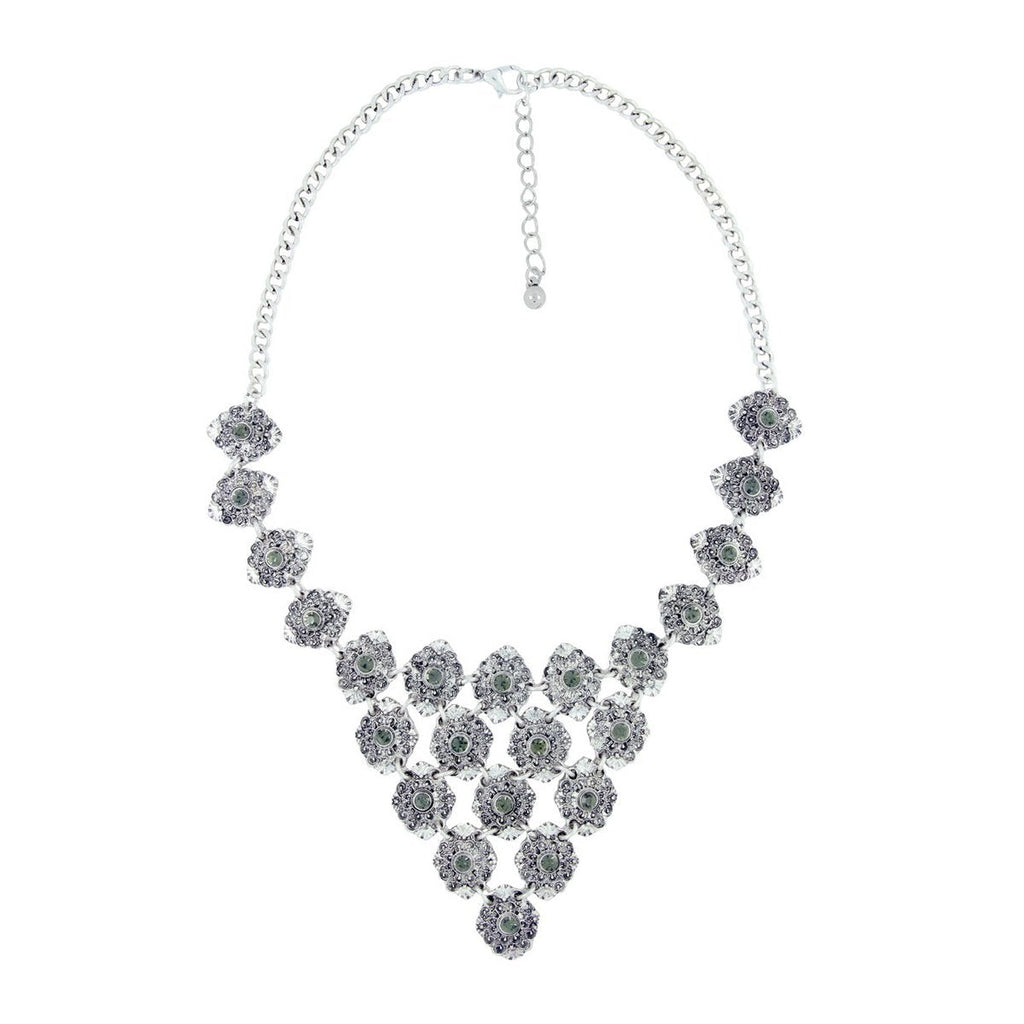 Tribal Bohemian Green Crystal Oxidised German Silver Necklace Bulk