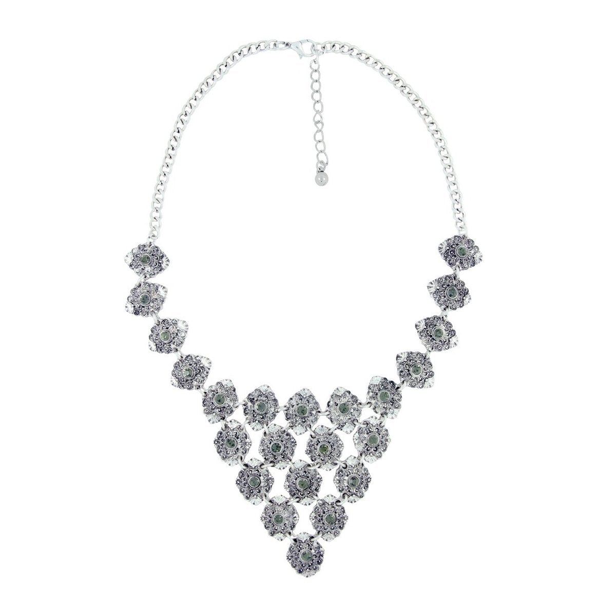 Tribal Bohemian Green Crystal Oxidised German Silver Necklace Bulk