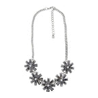 Flower Grey Crystal Antique Oxidized Silver Plated Necklace Bulk