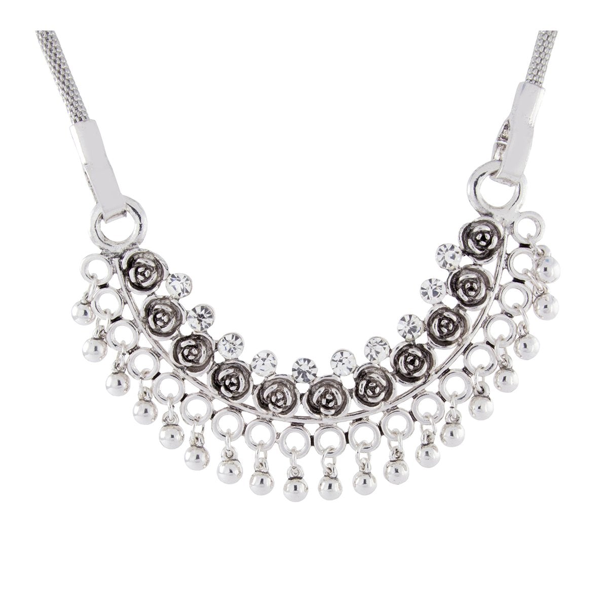 Tribal Bohemian Afghani Choker Crystal Oxidized Silver Necklace Bulk Secondary image