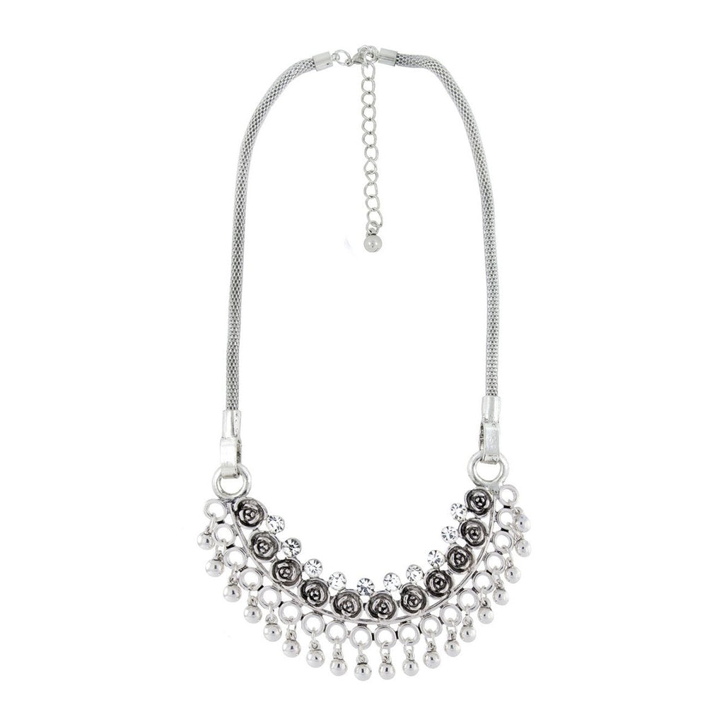 Tribal Bohemian Afghani Choker Crystal Oxidized Silver Necklace Bulk
