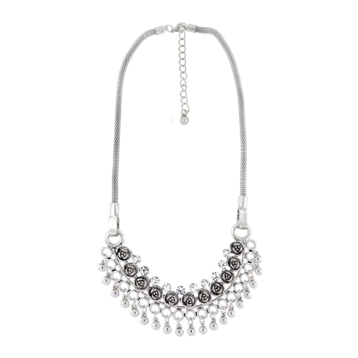 Tribal Bohemian Afghani Choker Crystal Oxidized Silver Necklace Bulk