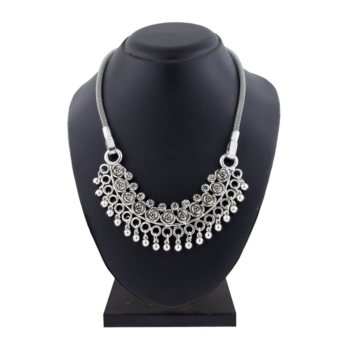 Tribal Bohemian Afghani Choker Crystal Oxidized Silver Necklace Bulk