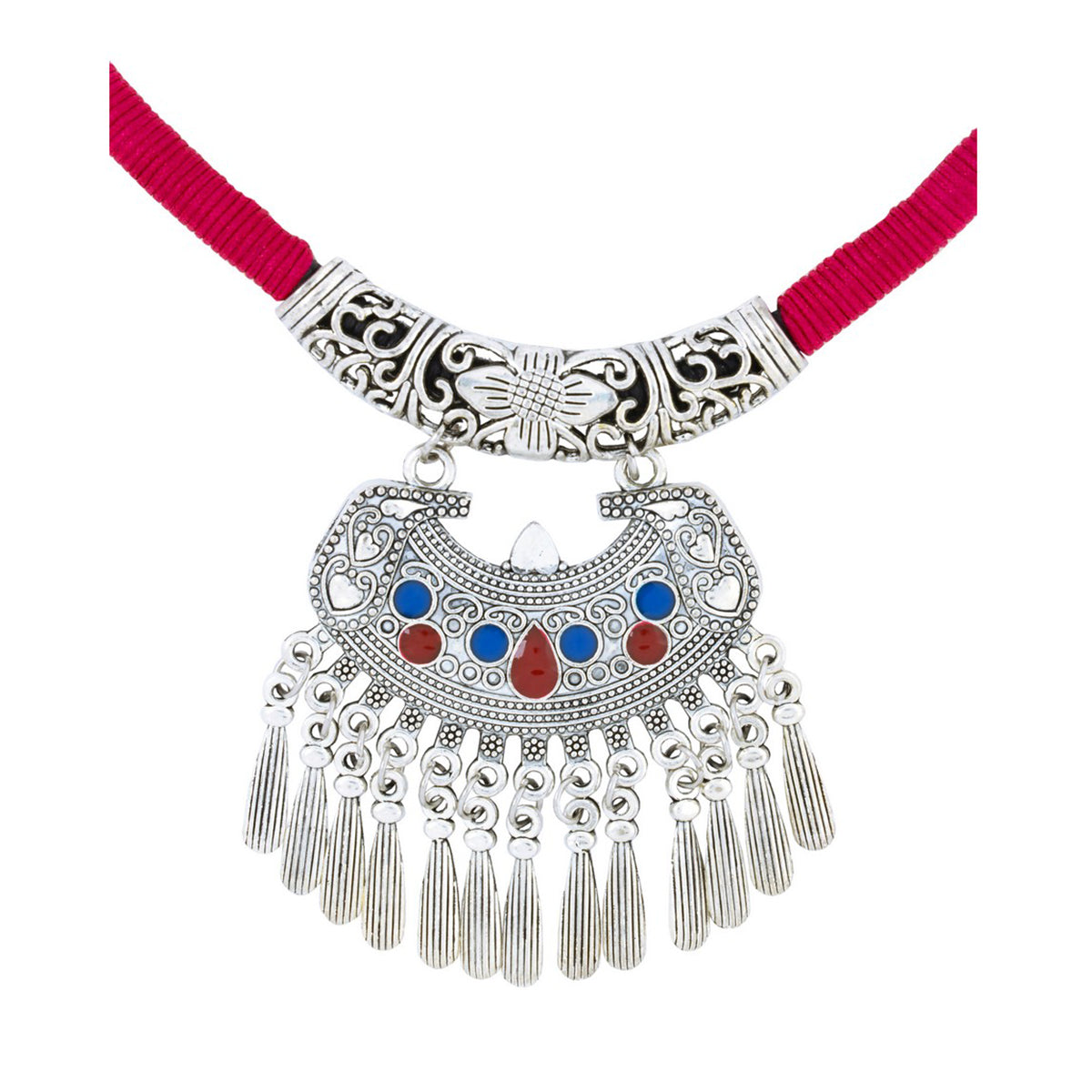 Tribal Tibetan Oxidised German Silver Filigree Thread Necklace Bulk
