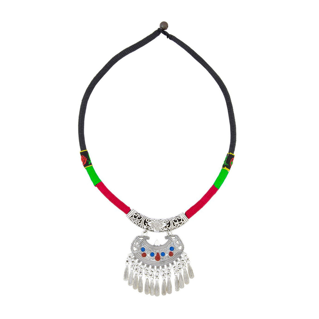 Tribal Tibetan Oxidised German Silver Filigree Thread Necklace Bulk