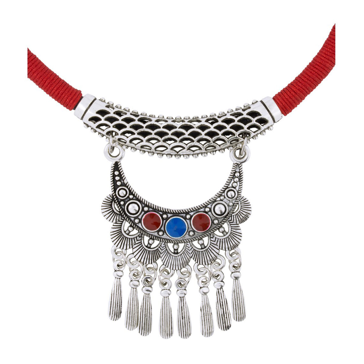 Tibetan Tribal Oxidised German Silver Filigree Thread Necklace Bulk