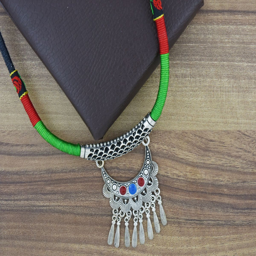 Tibetan Tribal Oxidised German Silver Filigree Thread Necklace Bulk