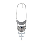 Oxidised Afghani Bohemian Tribal German Silver Crystal Pearl Necklace